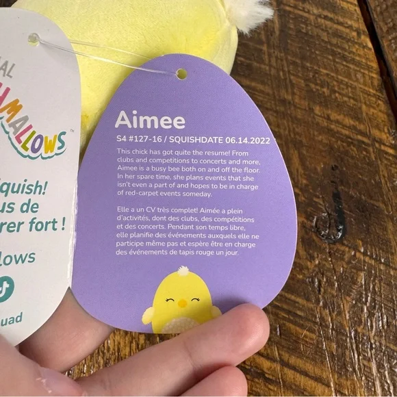 Squishmallows Aimee Chick 4” Plush Easter Yellow Kellytoy NWT - Picture 7 of 8